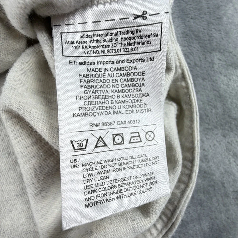 Adidas Originals Men's M Gray Short Sleeve Sweatshirt Kangaroo Pocket Trefoil